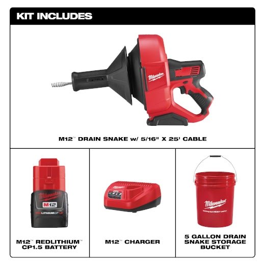 M12™ Drain Snake KIT - AAA Industrial Supply