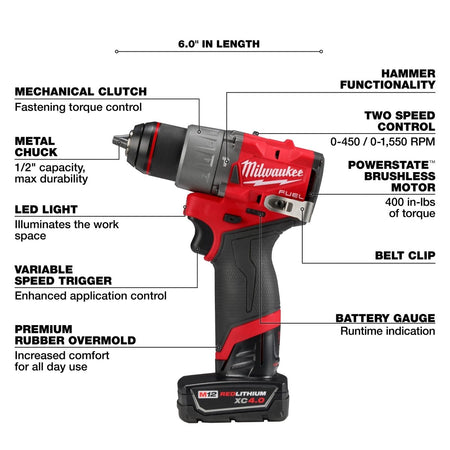 M12 FUEL™ 1/2" Hammer Drill/Driver Kit - AAA Industrial Supply