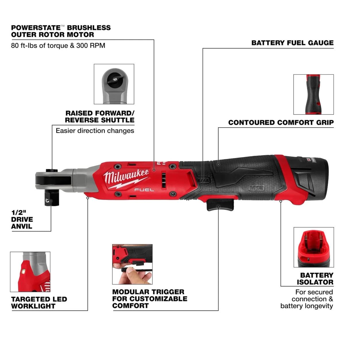 M12 FUEL™ 1/2" Ratchet Kit - AAA Industrial Supply
