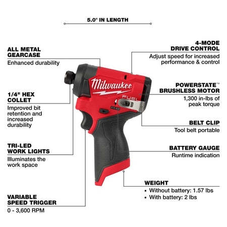 M12 FUEL™ 1/4" Hex Impact Driver - AAA Industrial Supply