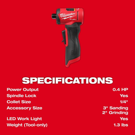 M12 FUEL™ 1/4" Right Angle Die Grinder - AAA Industrial Supply