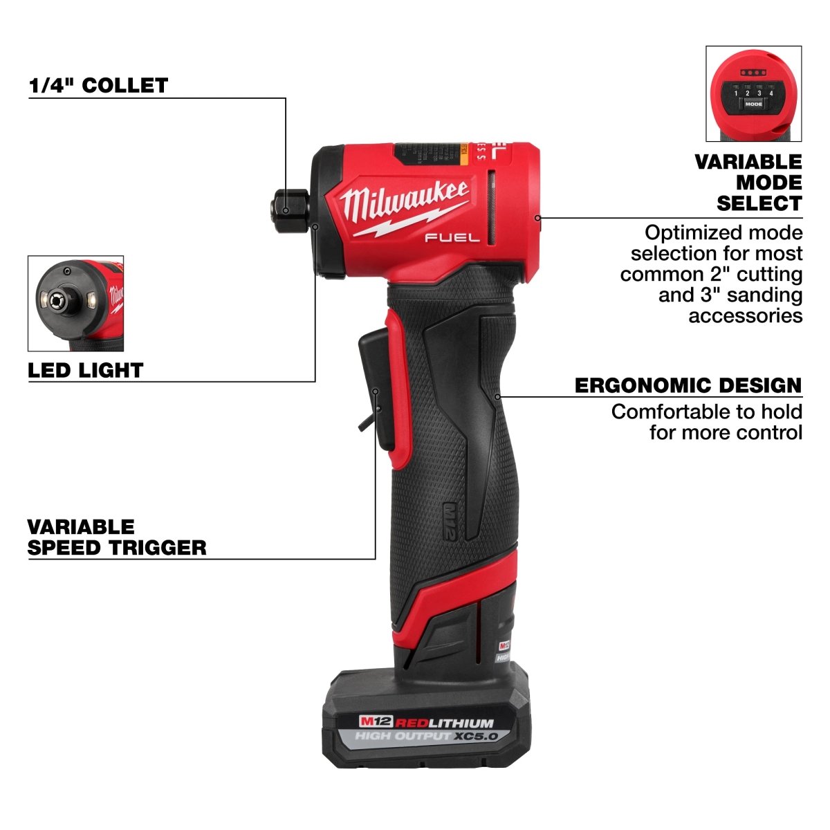 M12 FUEL™ 1/4" Right Angle Die Grinder Kit - AAA Industrial Supply