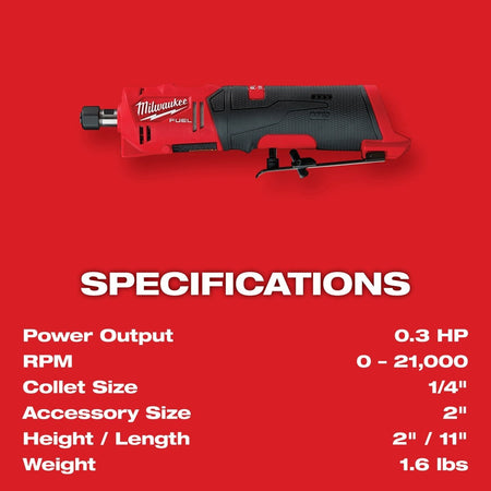 M12 FUEL™ 1/4" Straight Die Grinder - AAA Industrial Supply