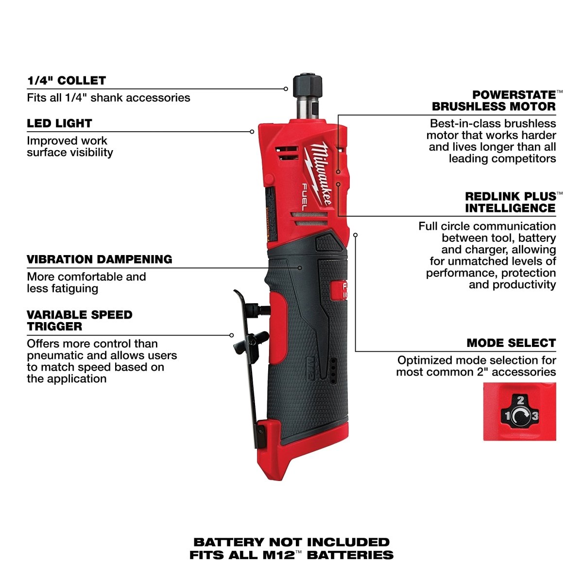 M12 FUEL™ 1/4" Straight Die Grinder - AAA Industrial Supply
