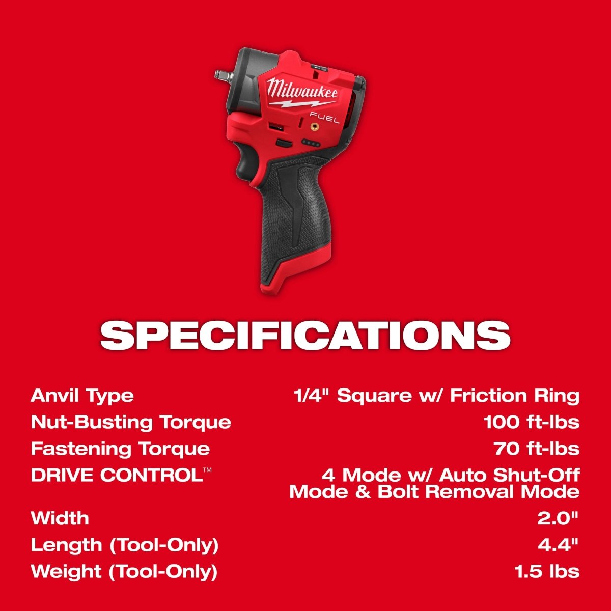 M12 FUEL™ 1/4" Subcompact Impact Wrench w/ Friction Ring - AAA Industrial Supply