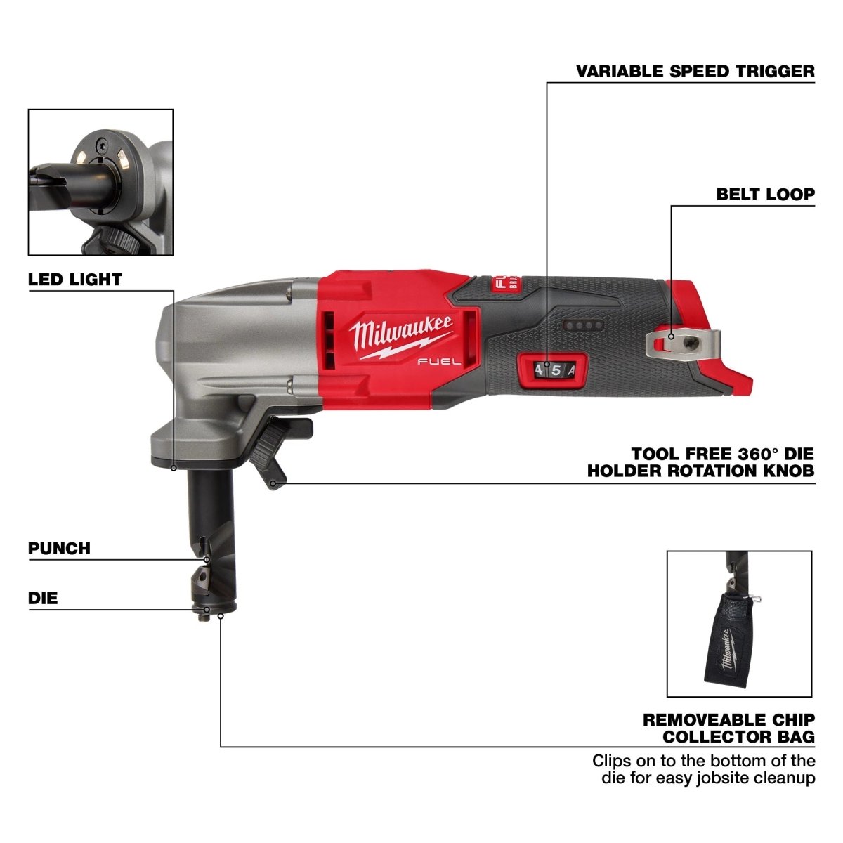 M12 FUEL™ 16 Gauge Variable Speed Nibbler - AAA Industrial Supply