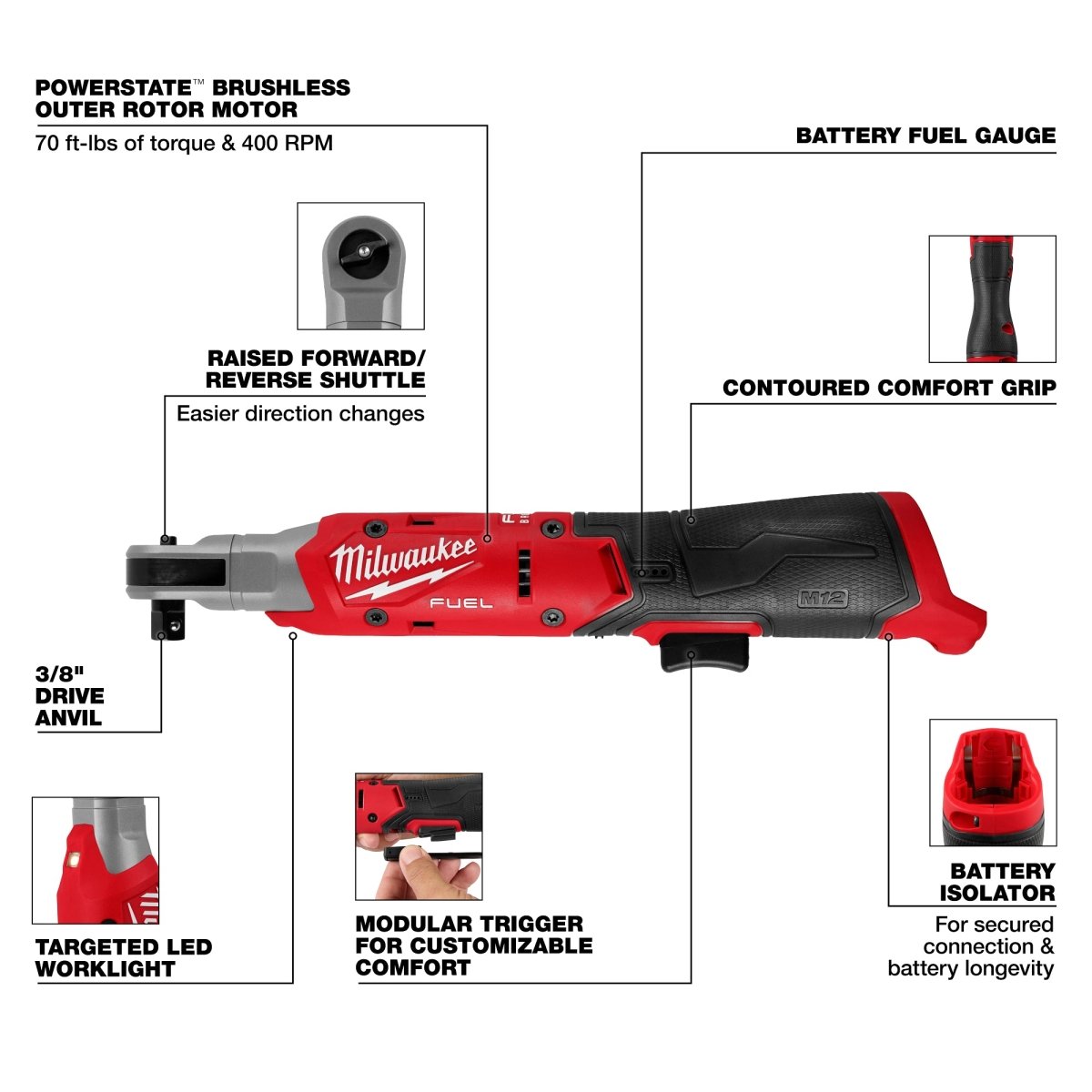 M12 FUEL™ 3/8" Ratchet - AAA Industrial Supply
