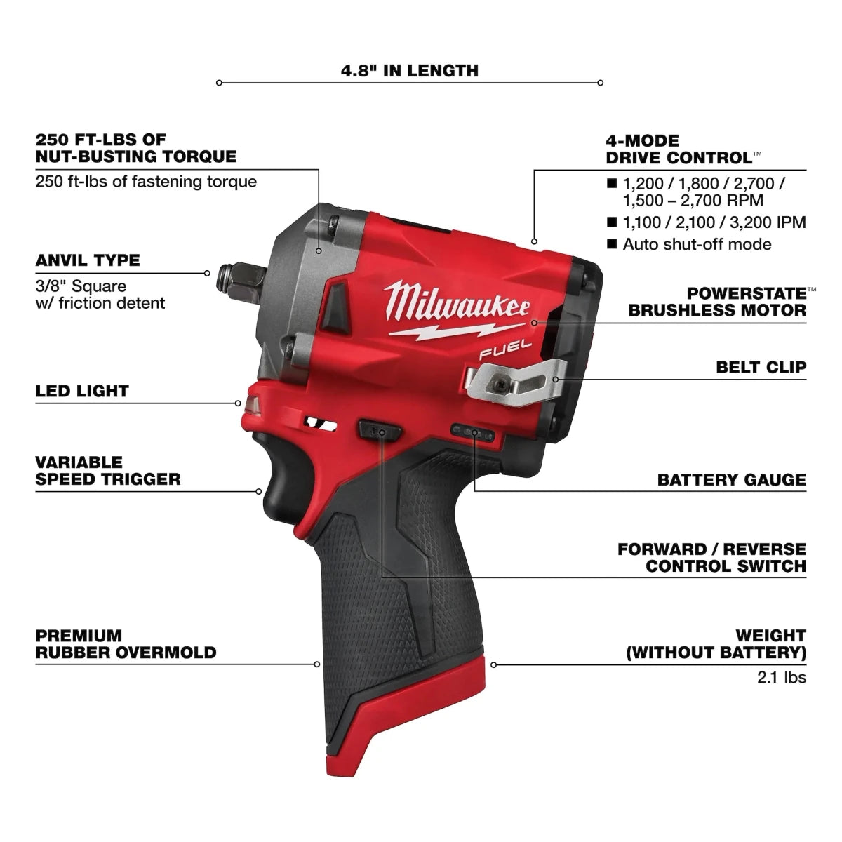 M12 FUEL™ 3/8" Stubby Impact Wrench - AAA Industrial Supply