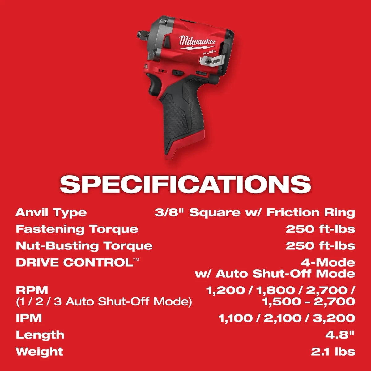 M12 FUEL™ 3/8" Stubby Impact Wrench - AAA Industrial Supply