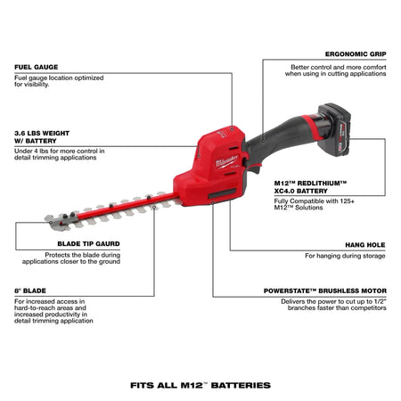 M12 FUEL™ 8" Hedge Trimmer Kit - AAA Industrial Supply