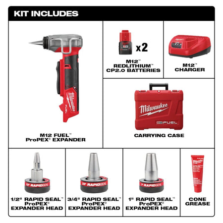 M12 FUEL™ ProPEX® Expander Kit w/ 1/2" - 1" RAPID SEAL™ ProPEX® Expander Heads - AAA Industrial Supply