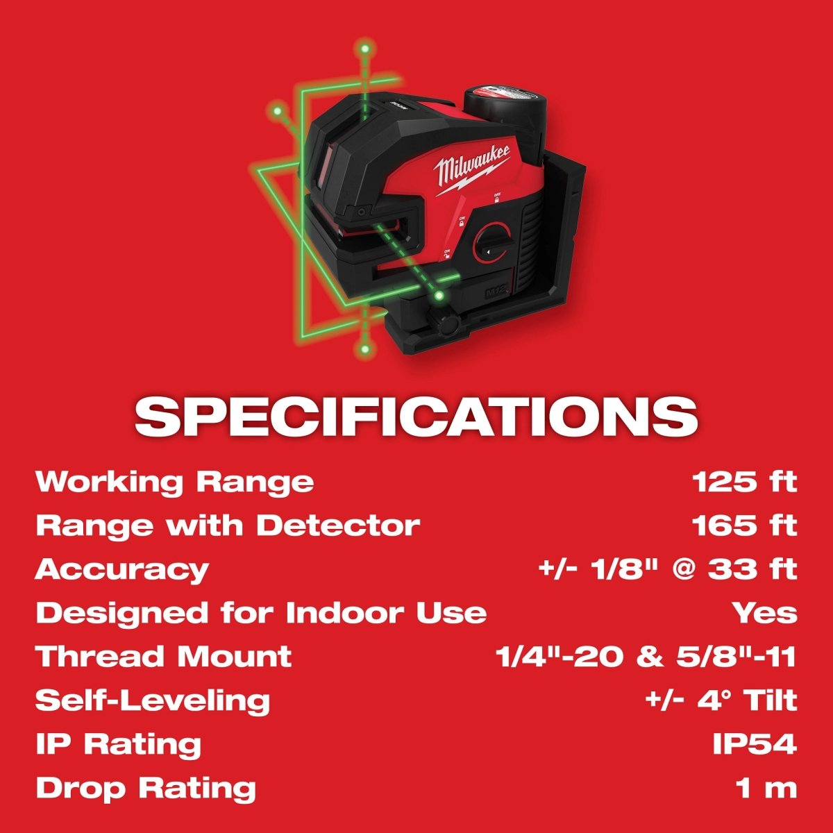 M12™ Green Cross Line & 4 - Points Laser Kit - AAA Industrial Supply
