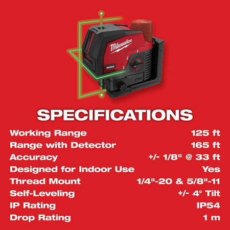 M12™ Green Cross Line and Plumb Points Laser - AAA Industrial Supply