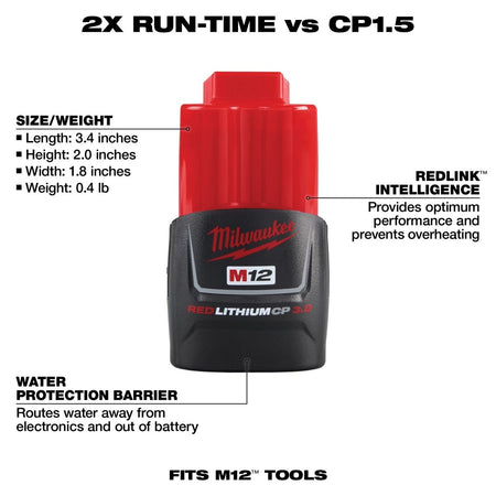 M12™ REDLITHIUM™ 3.0 Compact Battery Pack - AAA Industrial Supply