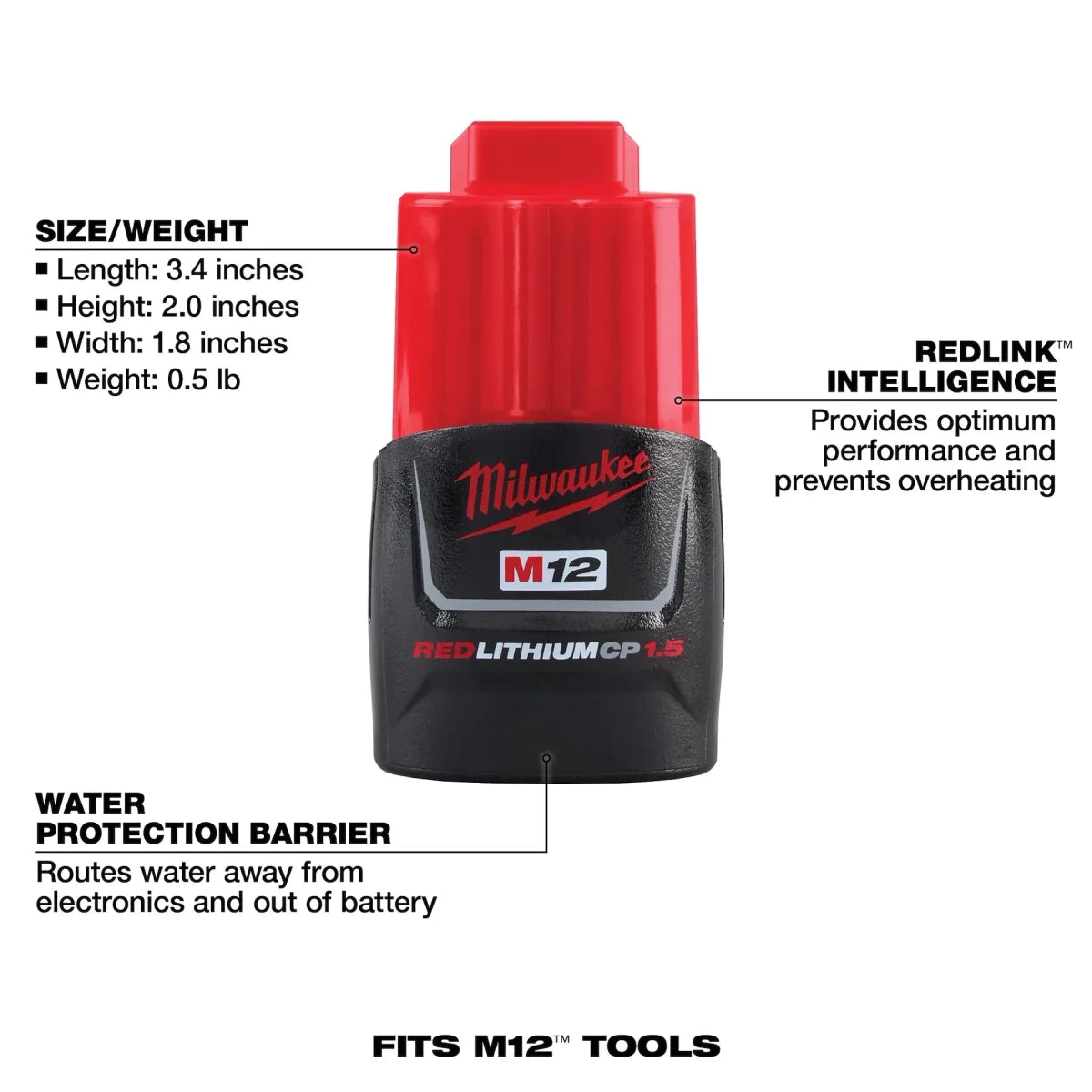 M12™ REDLITHIUM™ CP1.5 Battery Pack - AAA Industrial Supply