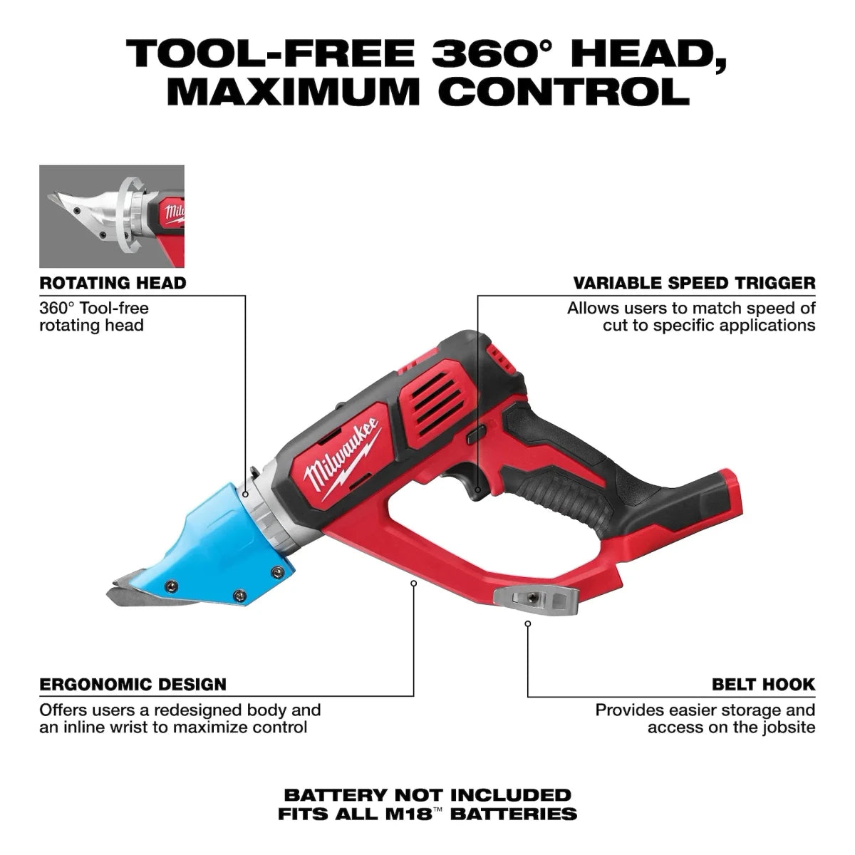 M18™ 14 Gauge Double Cut Shear (Tool Only) - AAA Industrial Supply