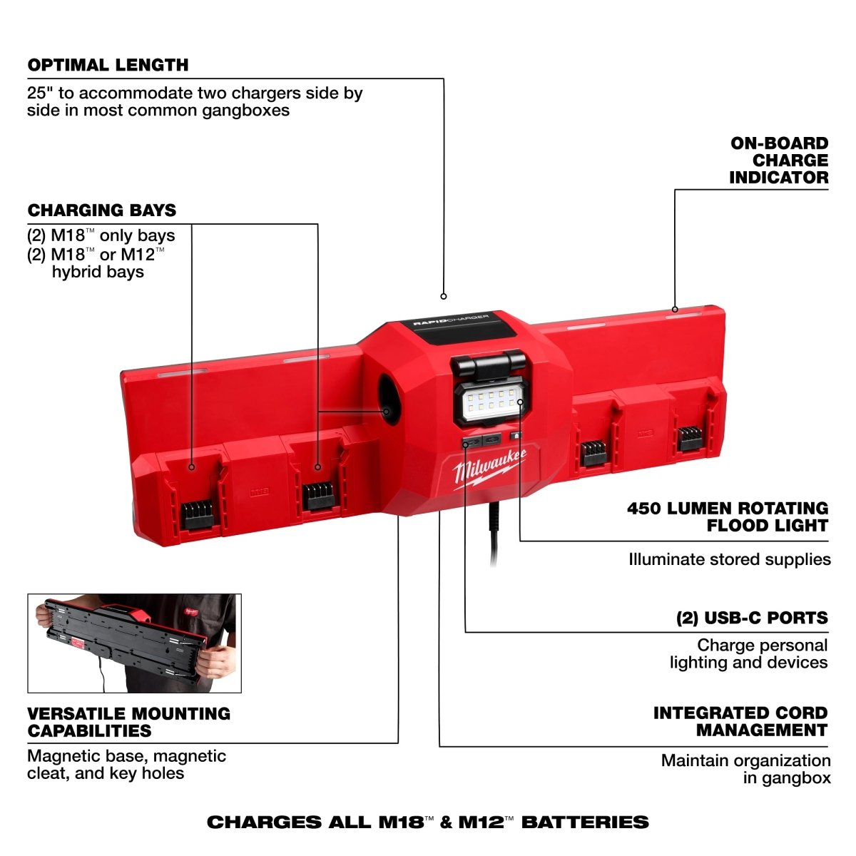 M18™ and M12™ Gangbox Rapid Charger - AAA Industrial Supply
