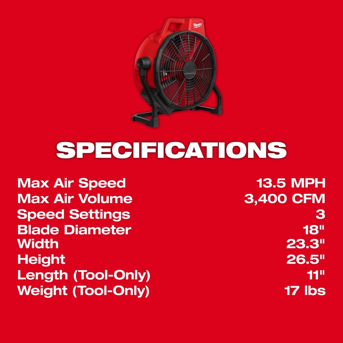 M18™ Brushless 18" Fan - AAA Industrial Supply