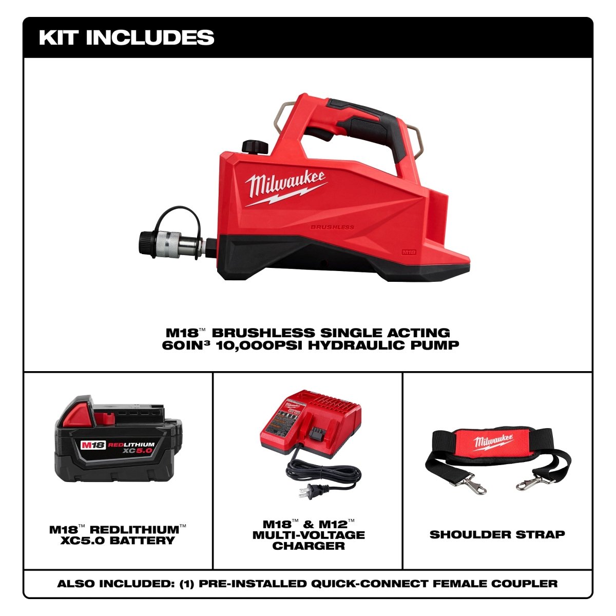 M18™ Brushless Single Acting 60in3 10,000psi Hydraulic Pump - AAA Industrial Supply