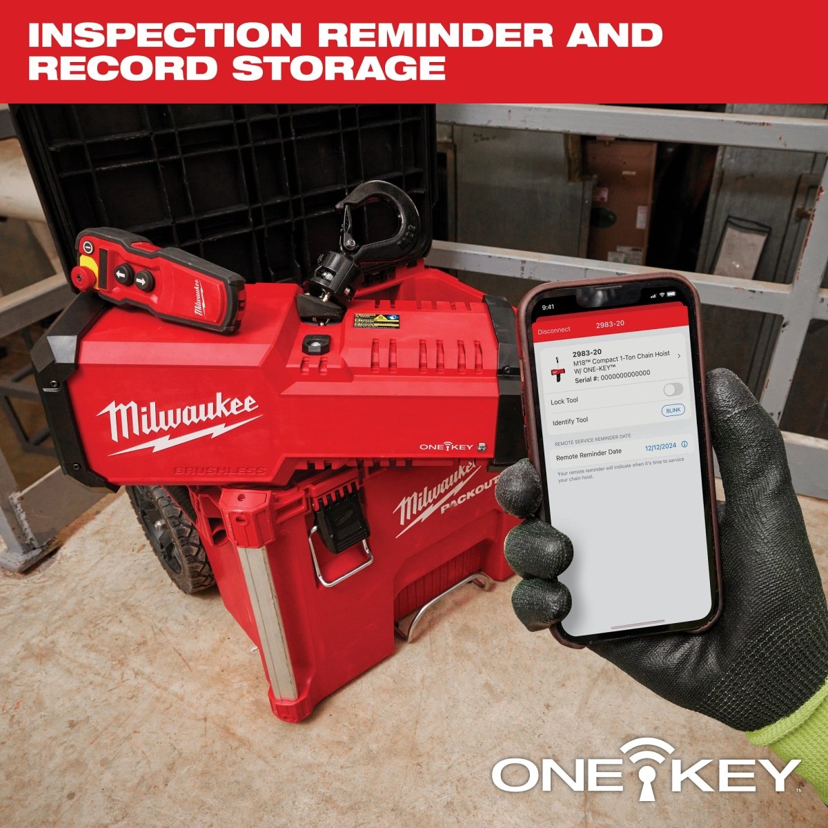 M18™ Compact 1 - Ton Chain Hoist w/ ONE - KEY™ - AAA Industrial Supply