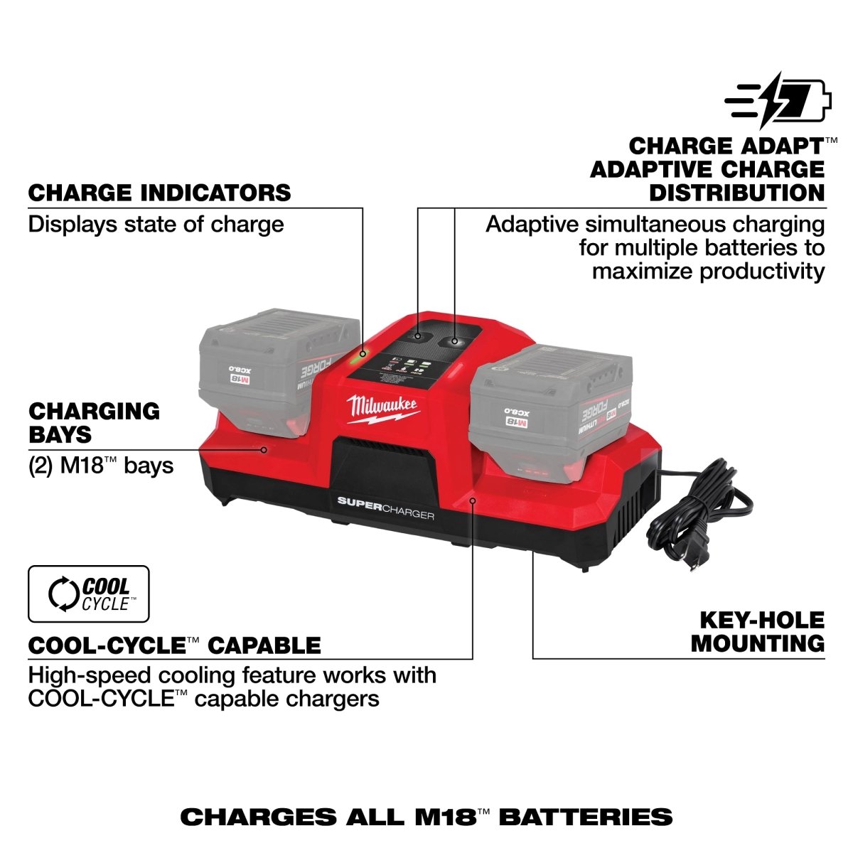 M18™ Dual Bay Simultaneous Super Charger - AAA Industrial Supply