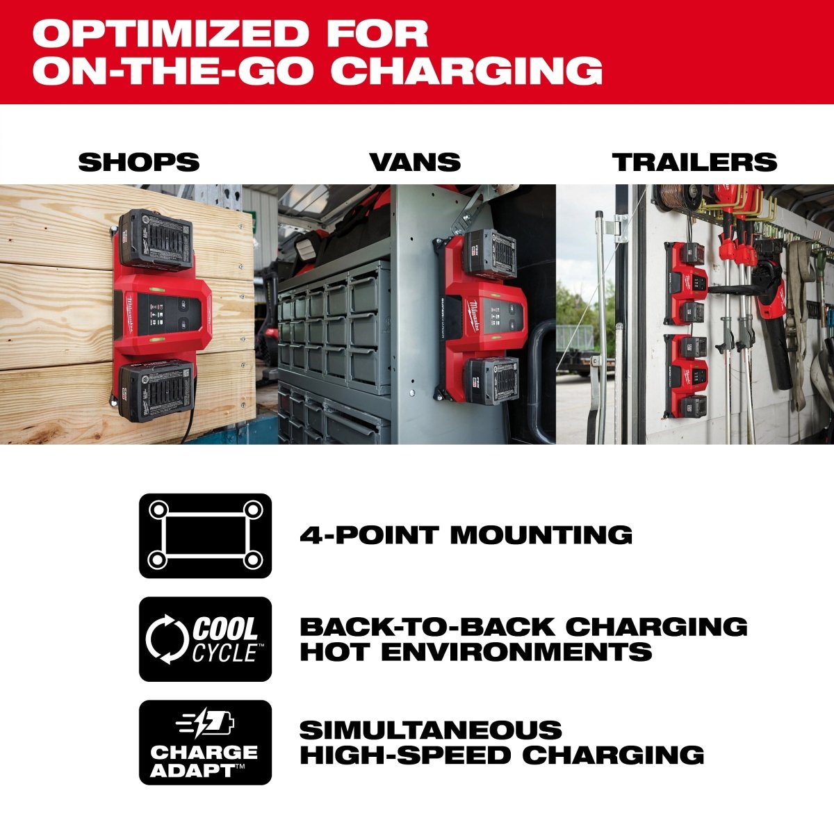 M18™ Dual Bay Simultaneous Super Charger w/ 4 Point Mounting - AAA Industrial Supply
