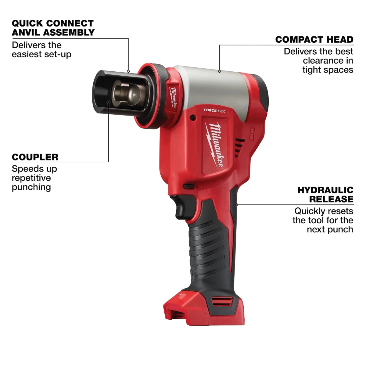 M18™ FORCE LOGIC™ 10 Ton Knockout Tool 1/2" to 4" - AAA Industrial Supply