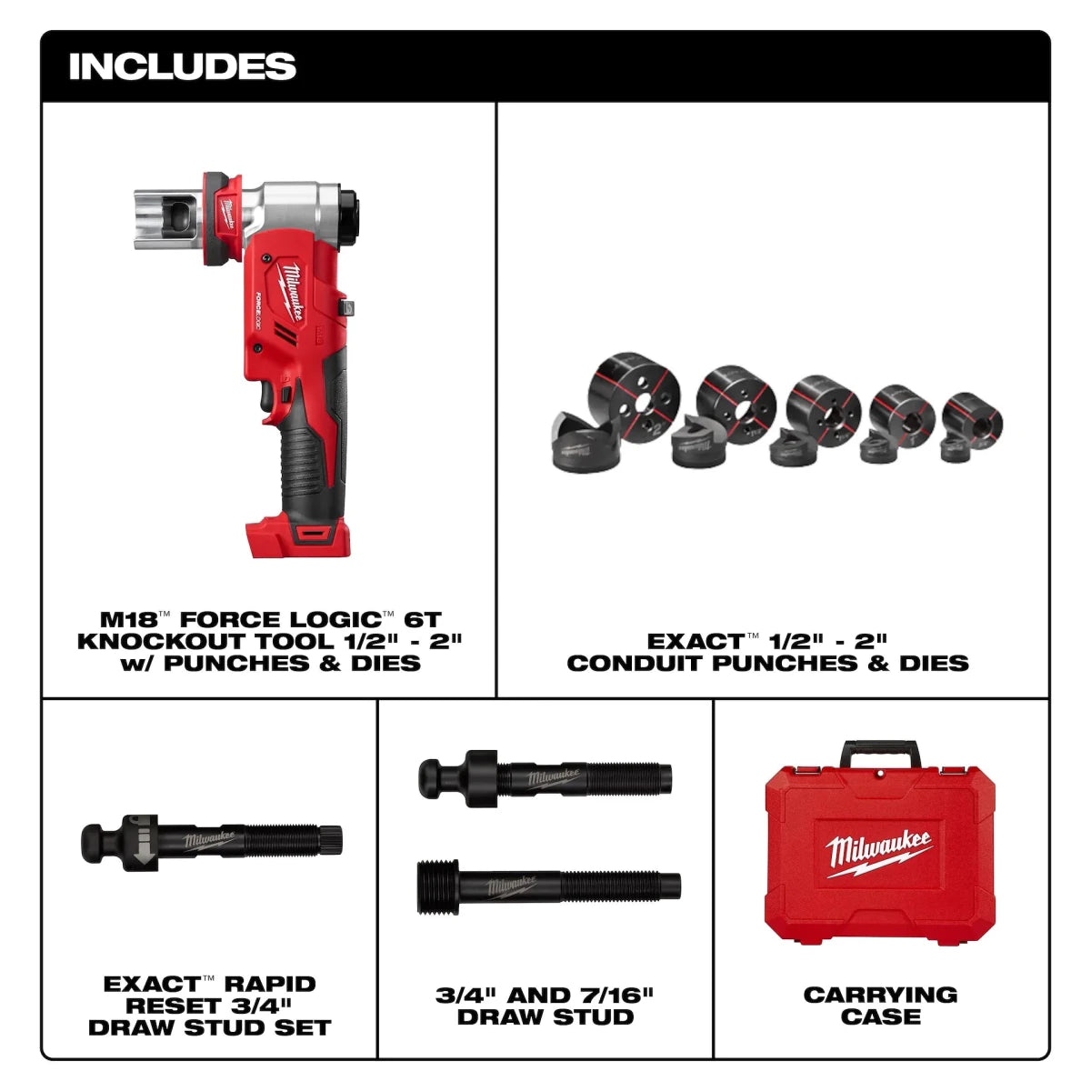 M18™ FORCE LOGIC™ 6T Knockout Tool 1/2" - 2" - AAA Industrial Supply