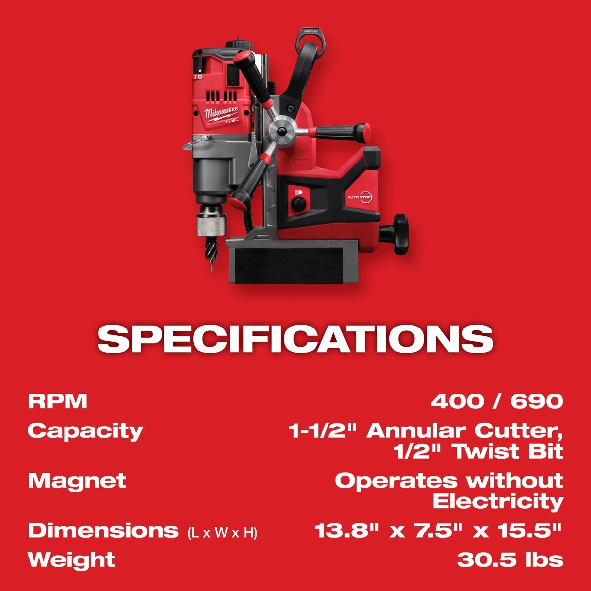 M18 FUEL™ 1 - 1/2" Lineman Magnetic Drill High Demand™ Kit - AAA Industrial Supply