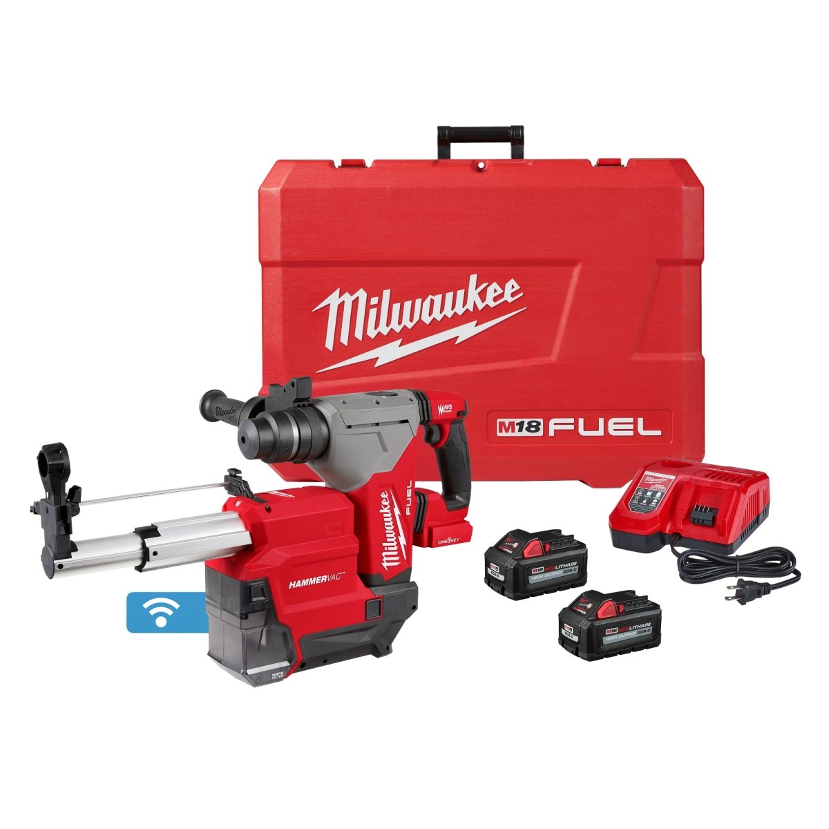 M18 FUEL™ 1 - 1/8" SDS Plus Rotary Hammer w/ ONE - KEY™ & HAMMERVAC™ Dedicated Dust Extractor Kit - AAA Industrial Supply