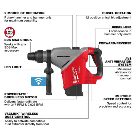 M18 FUEL™ 1-3/4" SDS MAX Rotary Hammer w/ ONE-KEY™ - AAA Industrial Supply