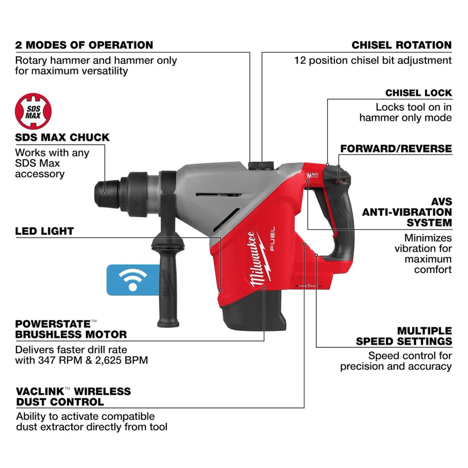 M18 FUEL™ 1-3/4" SDS MAX Rotary Hammer w/ ONE-KEY™ - AAA Industrial Supply