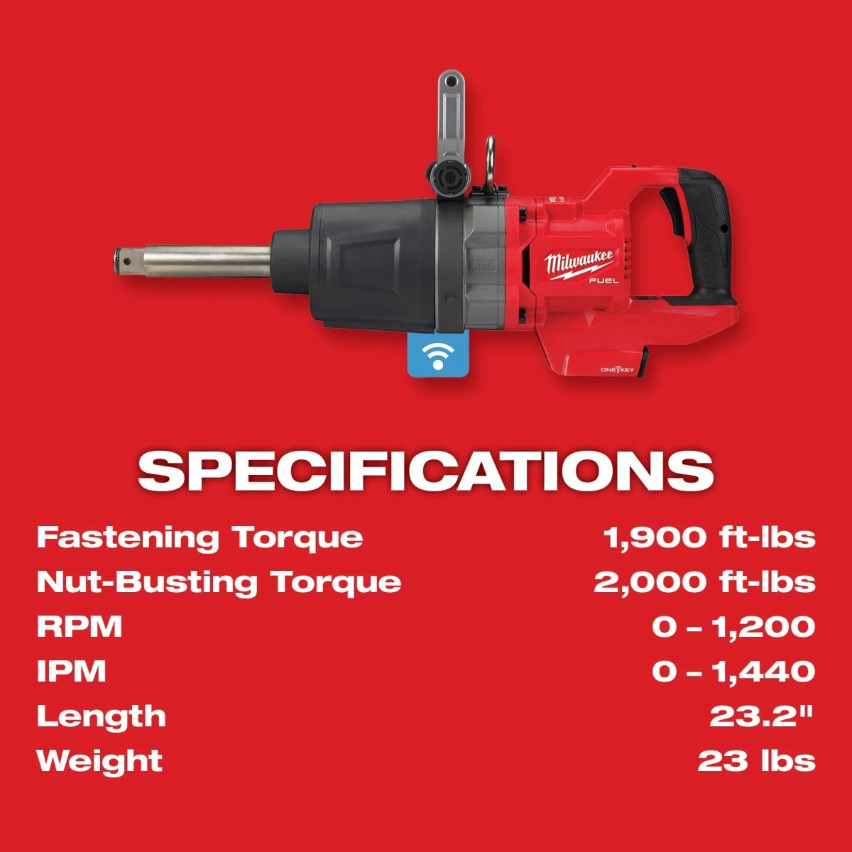 M18 FUEL™ 1" D - Handle Ext. Anvil High Torque Impact Wrench w/ ONE - KEY™ - AAA Industrial Supply