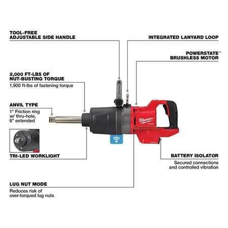 M18 FUEL™ 1" D - Handle Ext. Anvil High Torque Impact Wrench w/ ONE - KEY™ - AAA Industrial Supply