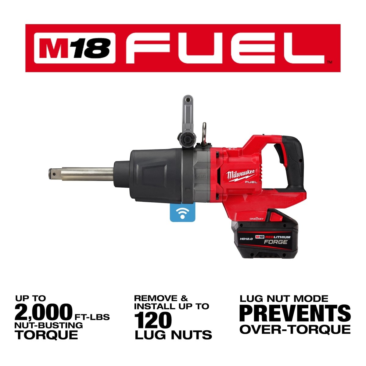 M18 FUEL™ 1" D - Handle Ext. Anvil High Torque Impact Wrench w/ ONE - KEY™ Kit - AAA Industrial Supply