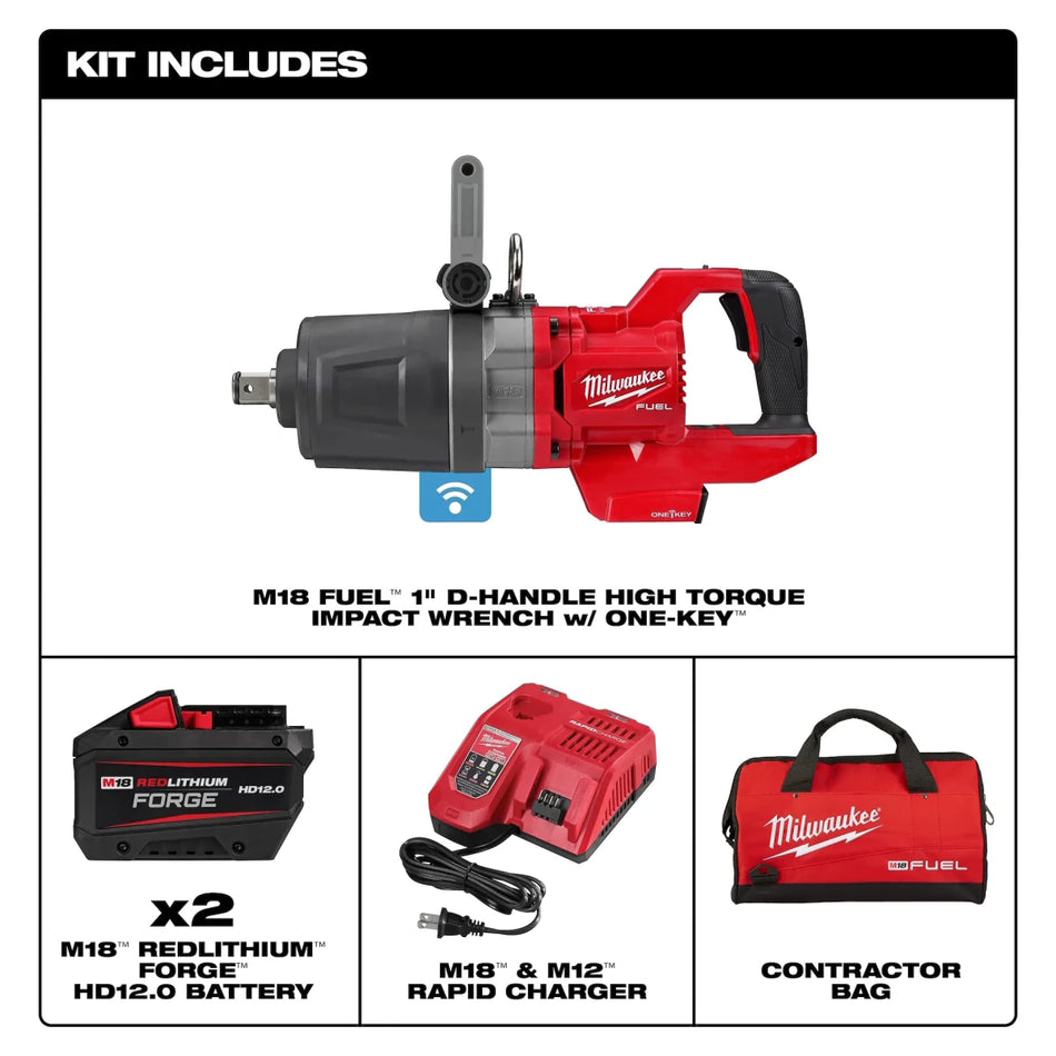 M18 FUEL™ 1" D-Handle High Torque Impact Wrench w/ ONE-KEY™ Kit - AAA Industrial Supply