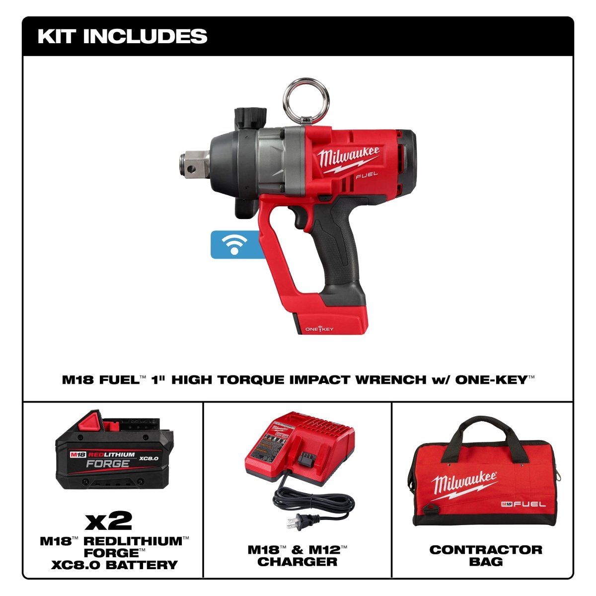 M18 FUEL™ 1" High Torque Impact Wrench w/ ONE - KEY™ Kit - AAA Industrial Supply