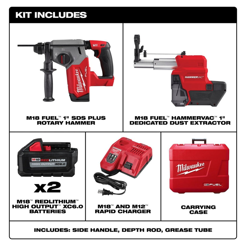 M18 FUEL™ 1” SDS Plus Rotary Hammer w/ Dust Extractor Kit - AAA Industrial Supply