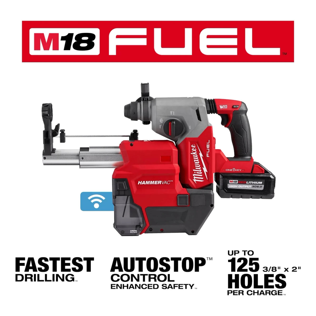 M18 FUEL™ 1" SDS Plus Rotary Hammer w/ ONE-KEY™ Dust Extractor Kit - AAA Industrial Supply