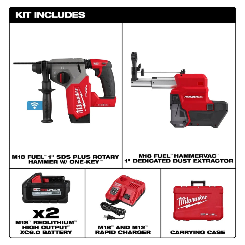M18 FUEL™ 1" SDS Plus Rotary Hammer w/ ONE-KEY™ Dust Extractor Kit - AAA Industrial Supply