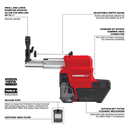 M18 FUEL™ 1" SDS Plus Rotary Hammer w/ ONE-KEY™ Dust Extractor Kit - AAA Industrial Supply