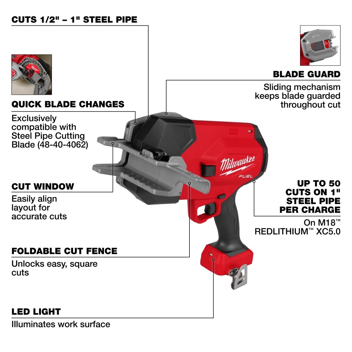 M18 FUEL™ ½” - 1” Steel Pipe Cutter - AAA Industrial Supply