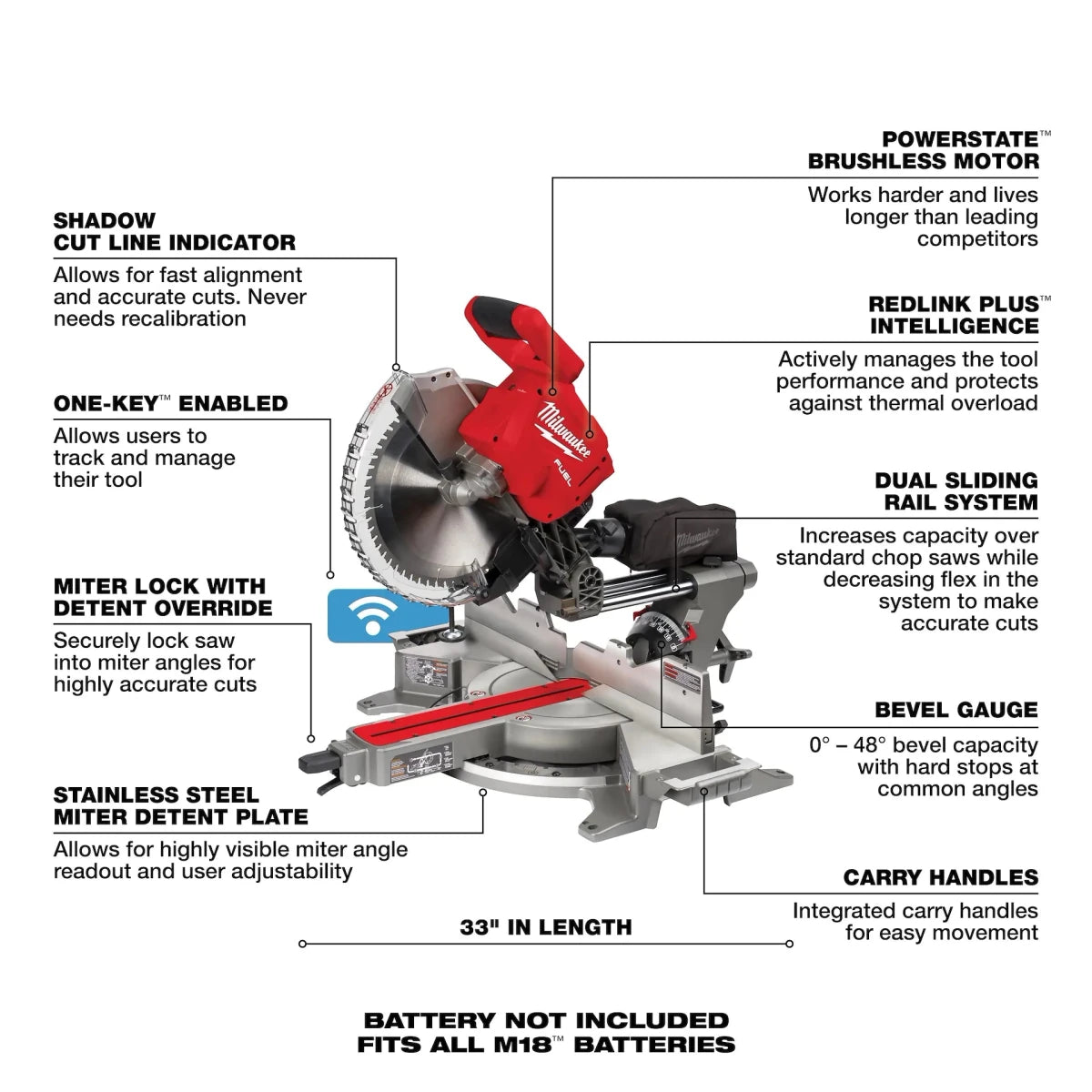 M18 FUEL™ 12” Dual Bevel Sliding Compound Miter Saw – Tool Only - AAA Industrial Supply