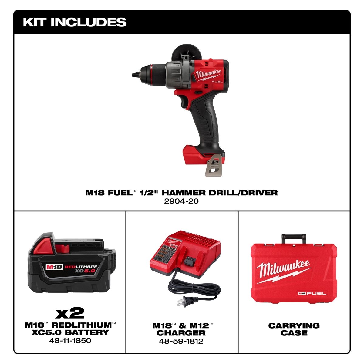 M18 FUEL™ 1/2" Hammer Drill/Driver Kit - AAA Industrial Supply