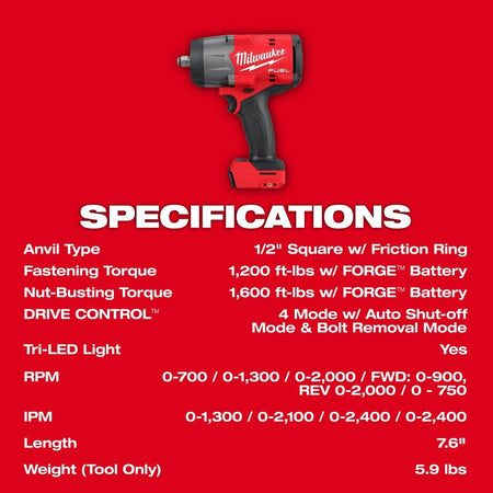 M18 FUEL™ 1/2" High Torque Impact Wrench with Friction - AAA Industrial Supply