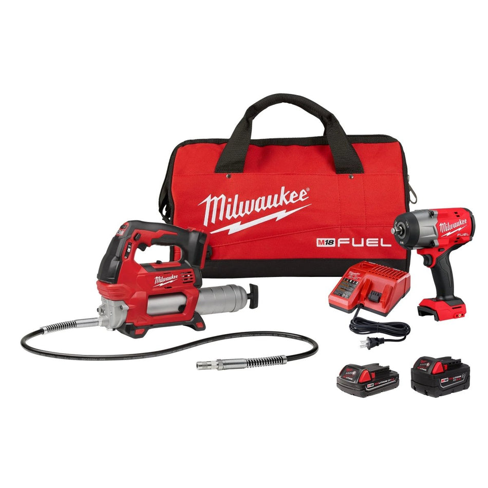 M18 FUEL™ 1/2" HTIW w/ Friction Ring & Grease Gun Combo Kit - AAA Industrial Supply