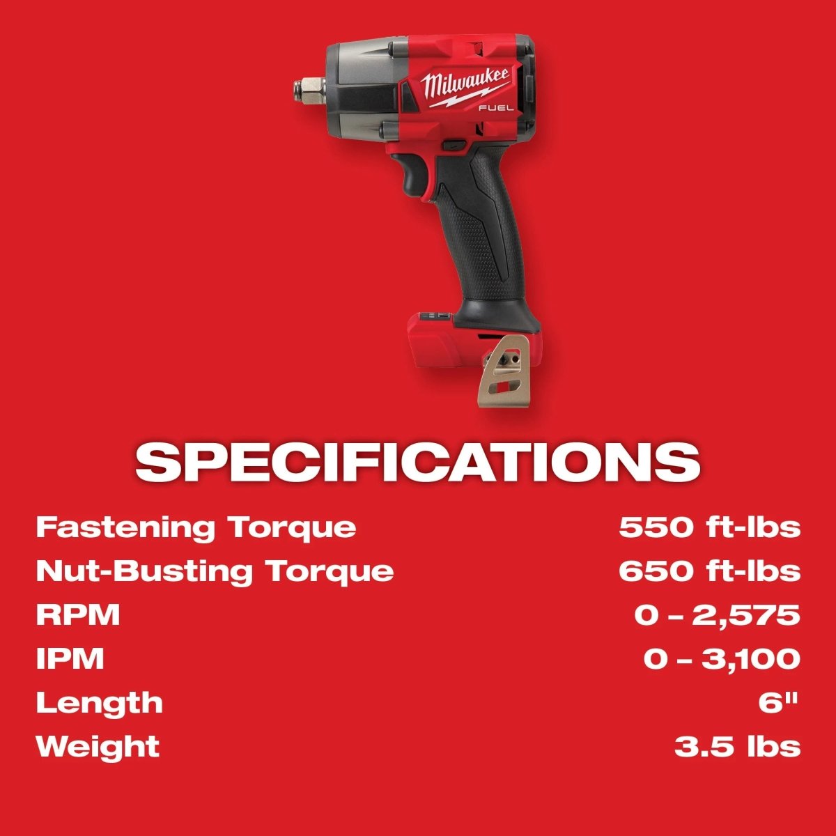 M18 FUEL™ 1/2" Mid - Torque Impact Wrench w/ Friction Ring - AAA Industrial Supply