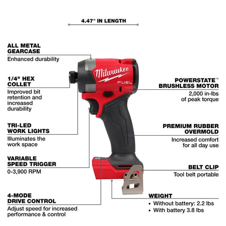 M18 FUEL™ 1/4" Hex Impact Driver - AAA Industrial Supply