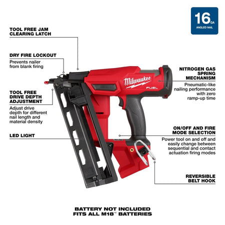 M18 FUEL™ 16 Gauge Angled Finish Nailer - AAA Industrial Supply