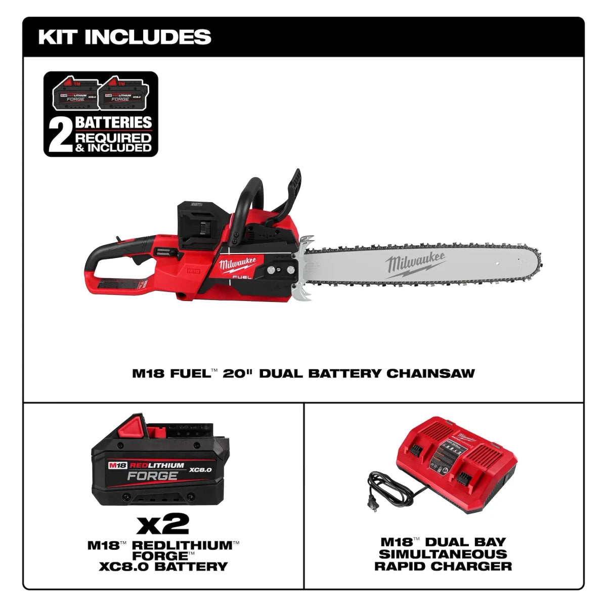 M18 FUEL™ 20" Dual Battery Chainsaw Kit - AAA Industrial Supply